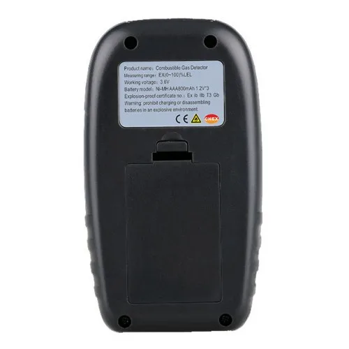 Детектор горючих газів WINTACT WT8823 портативний 0-100% LEL 0-50°C пластик чорний