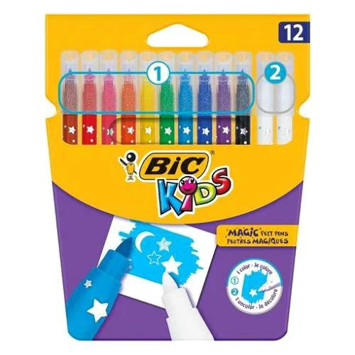Фломастери BIC Magic 12 шт. для малювання безпечні для дітей легко змиваються не токсичні фломастери.