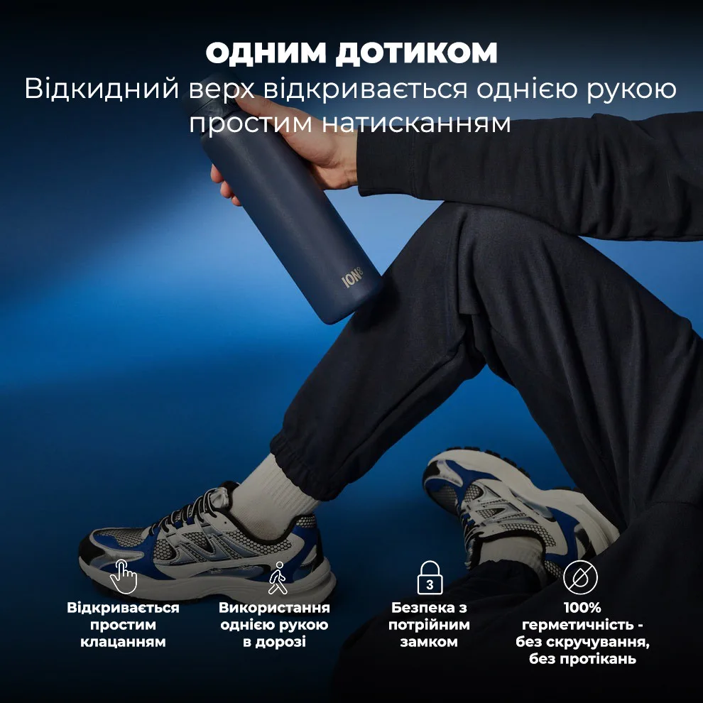 Бутылка для воды ION8 нержавеющая сталь 920 мл синяя.