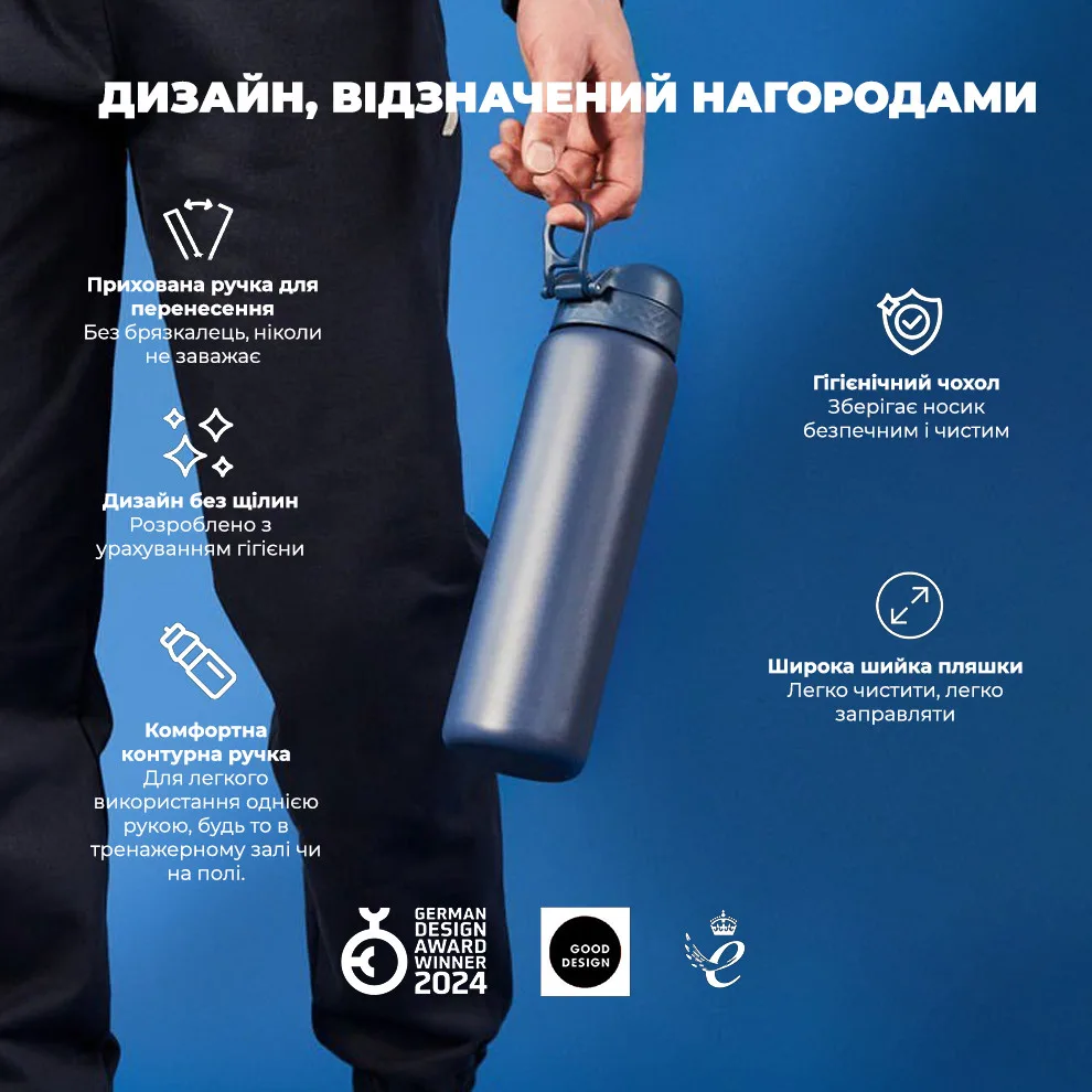 Бутылка для воды ION8 нержавеющая сталь 920 мл синяя.