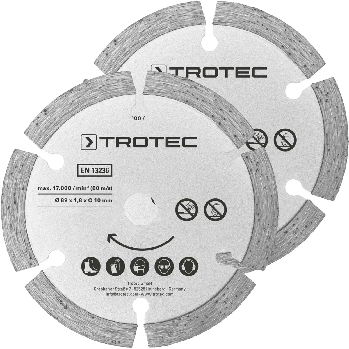 Диск відрізний алмазний Trotec 89 мм 10 мм сріблястий 2 шт