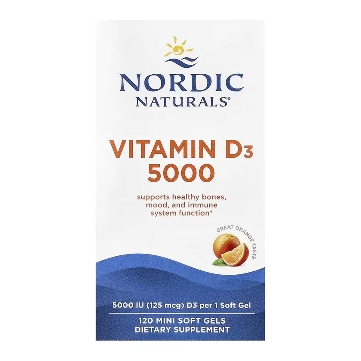 Вітамін D3 5000 Nordic Naturals капсули 120 міні оранжеві