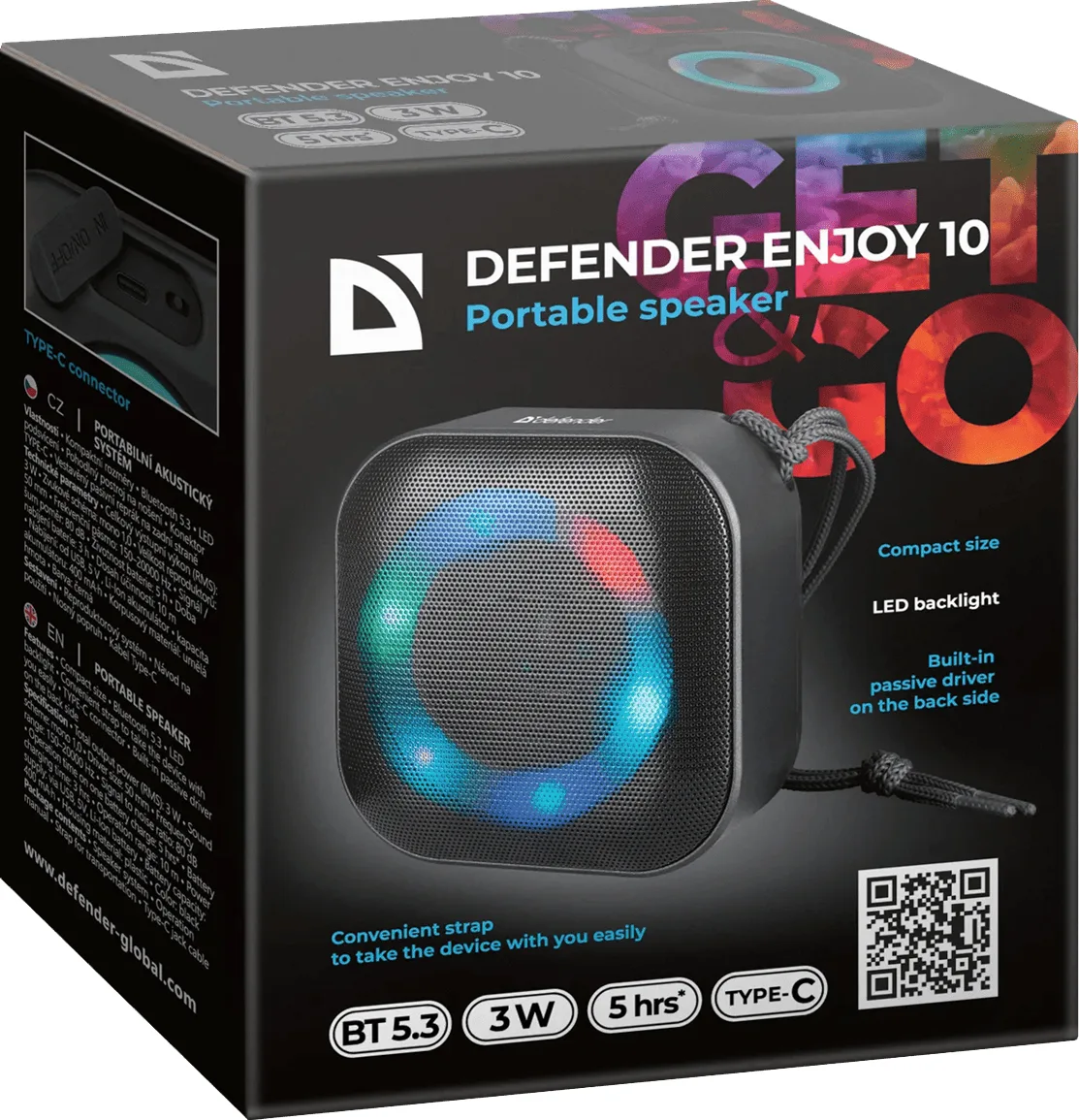 Портативна акустика Defender целюлоза 4,5х8,5 см Чорна