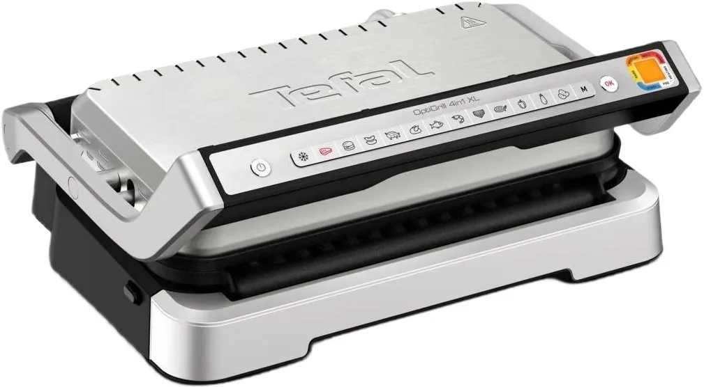 Гриль Tefal прижимной OptiGrill 4в1 XL 2200Вт, 4 температурных режима, съемные пластины, форма для выпечки, металл