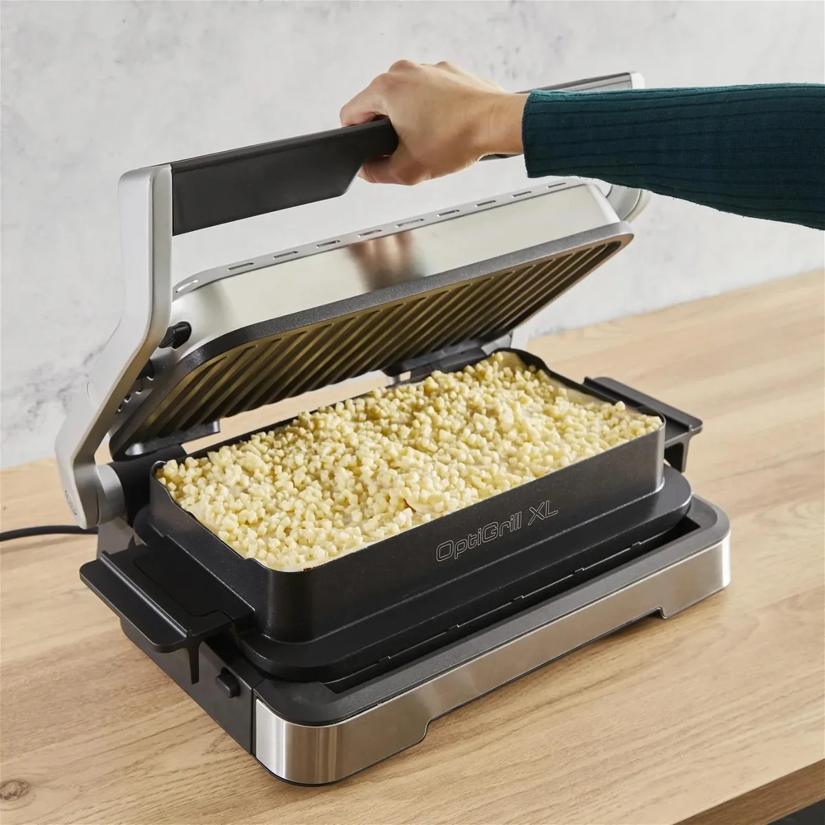 Гриль Tefal прижимной OptiGrill 4в1 XL 2200Вт, 4 температурных режима, съемные пластины, форма для выпечки, металл