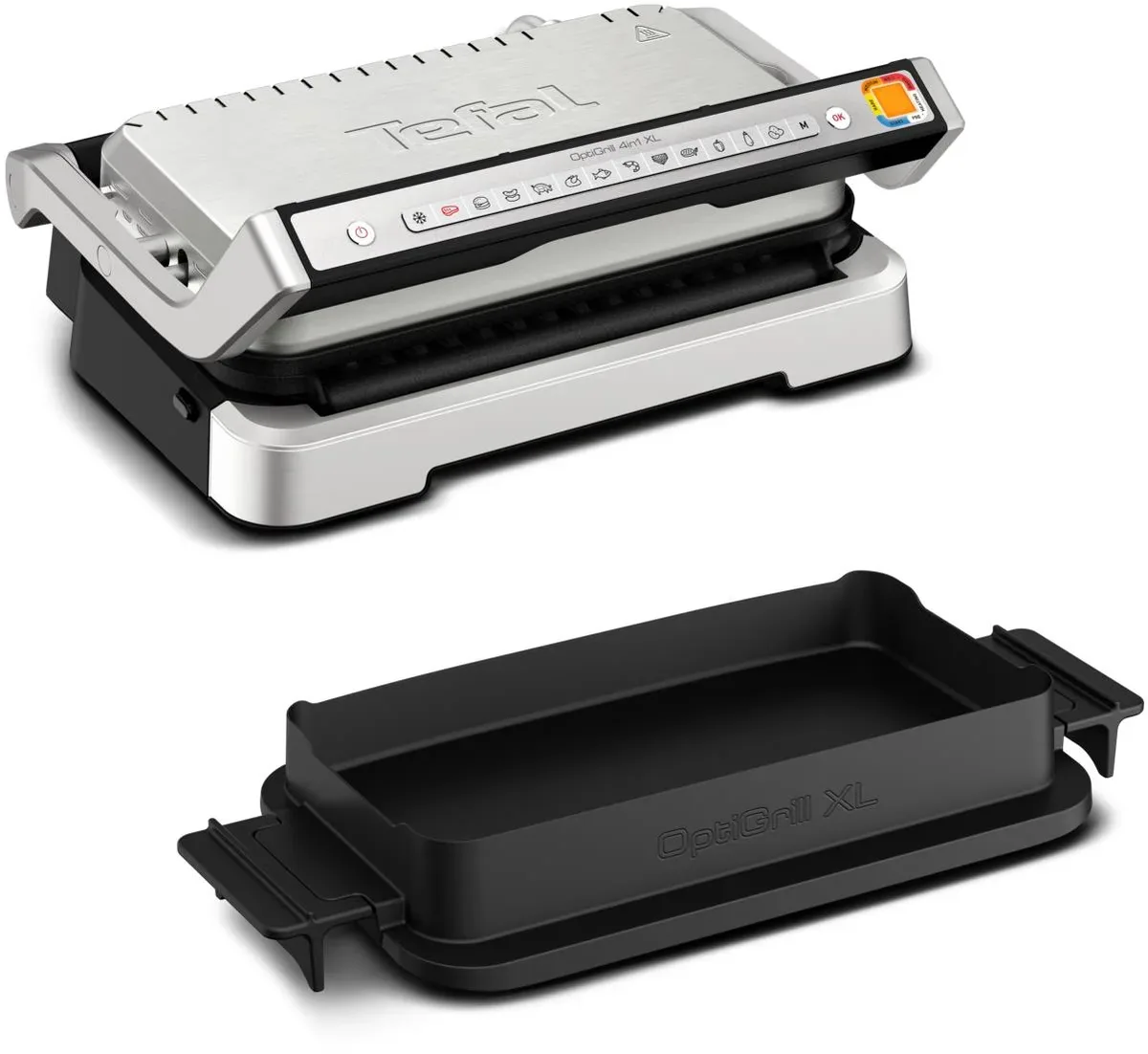Гриль Tefal прижимной OptiGrill 4в1 XL 2200Вт, 4 температурных режима, съемные пластины, форма для выпечки, металл