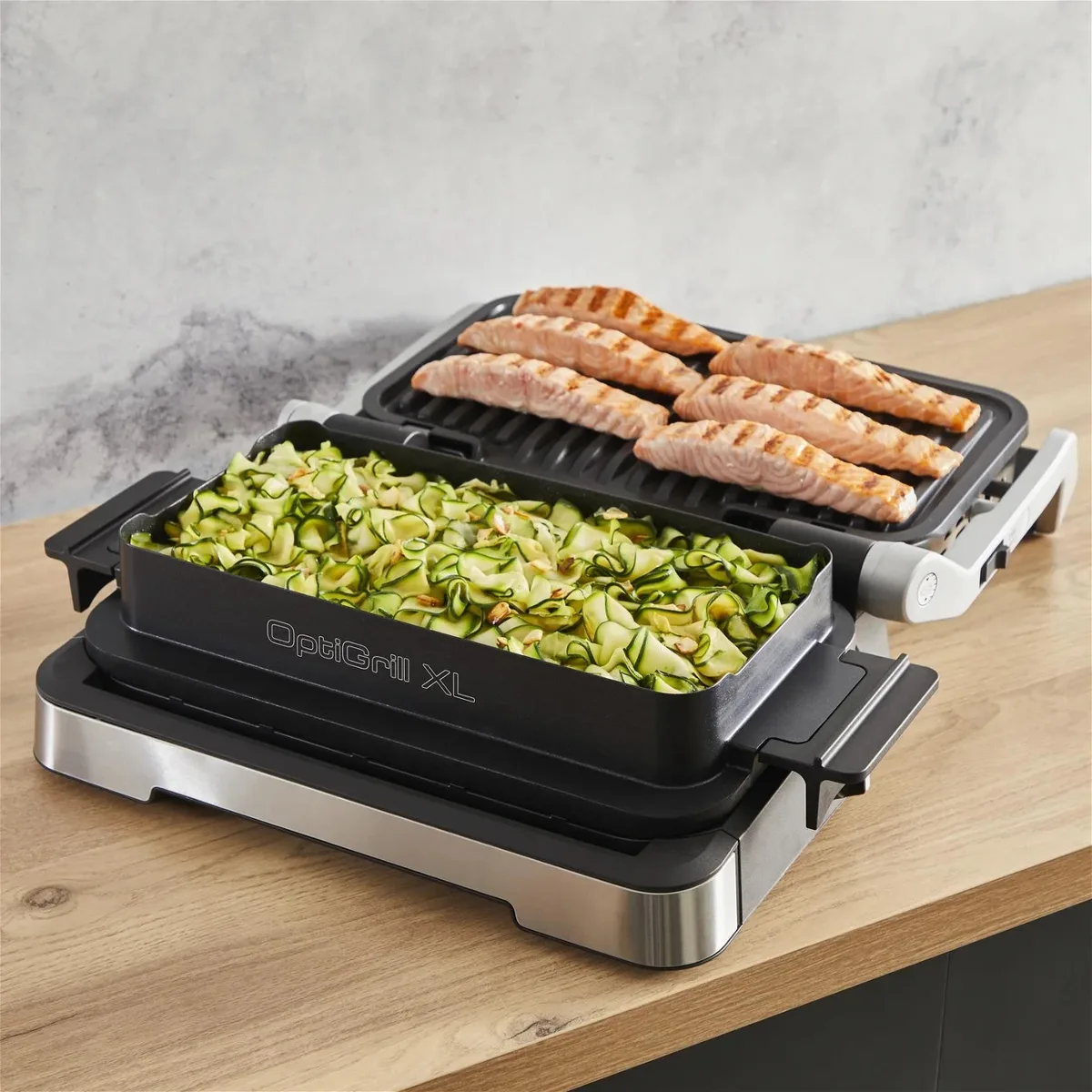 Гриль Tefal прижимной OptiGrill 4в1 XL 2200Вт, 4 температурных режима, съемные пластины, форма для выпечки, металл