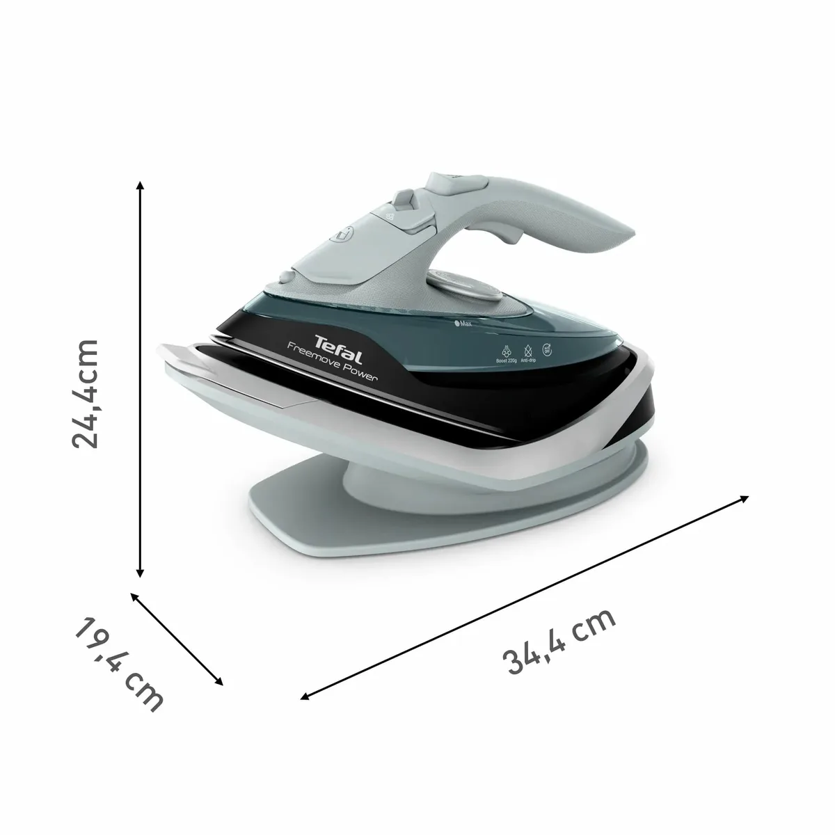 Утюг беспроводной Tefal Freemove Power, 2600Вт, объем резервуара 250мл, паровой удар 220гр, постоянная подача пара 40гр, подставка для зарядки
