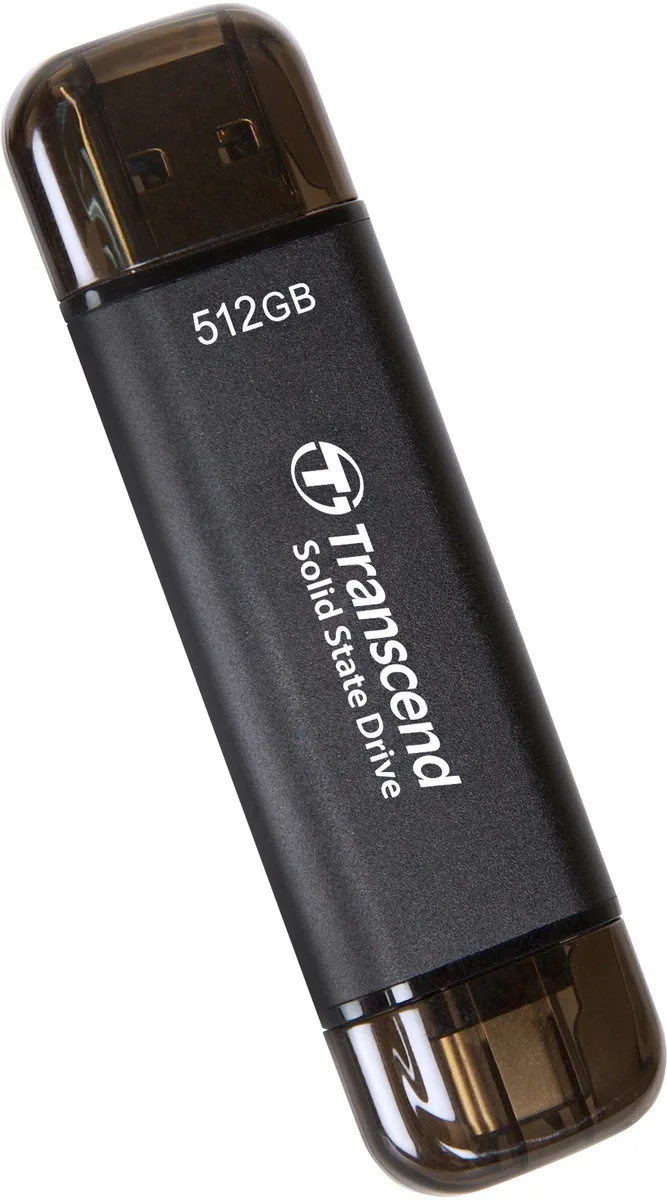Портативный SSD Transcend 512GB USB 3.2 Gen 2 Черный Type-A Type-C