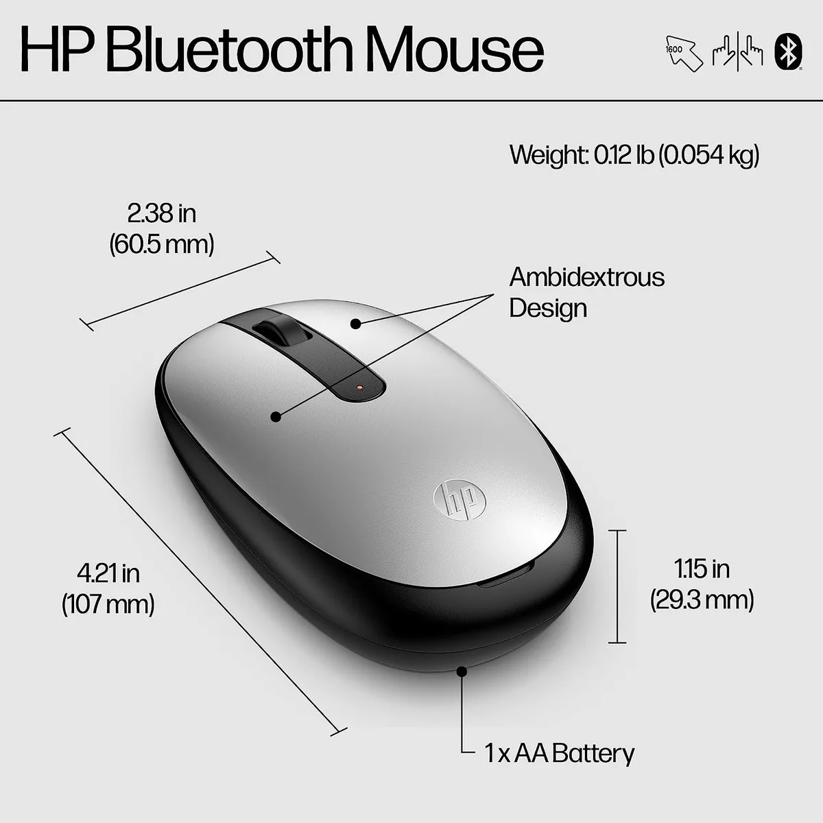 Миша HP бездротова оптична Bluetooth 5.1 срібляста