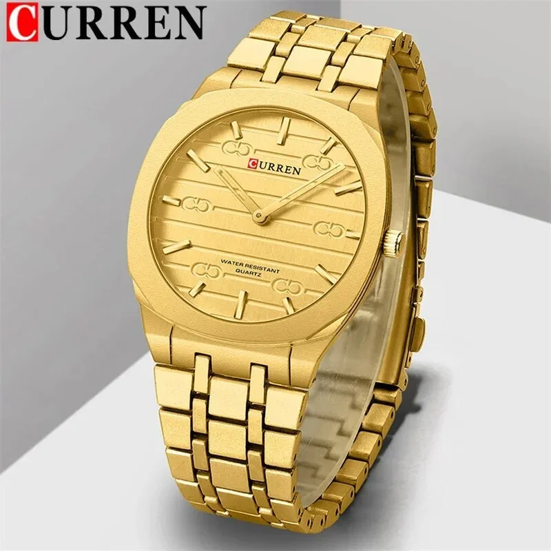 Годинники Curren 8444 Gold кварцові водонепроникні 30 м золотисті 38х38 мм