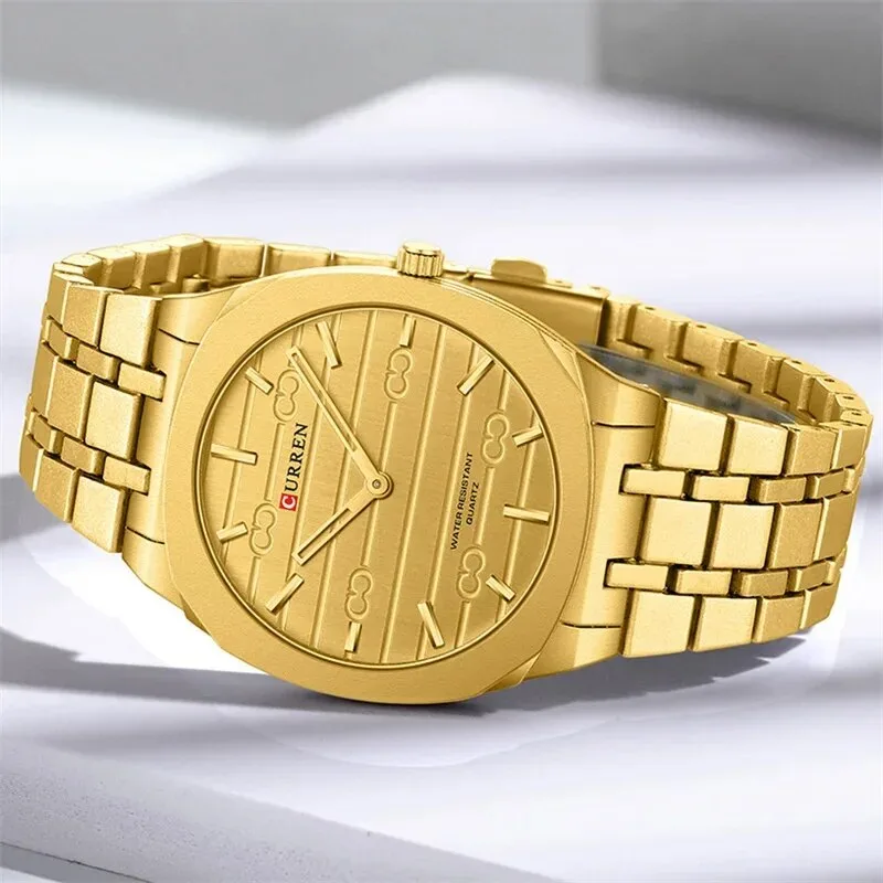 Годинники Curren 8444 Gold кварцові водонепроникні 30 м золотисті 38х38 мм
