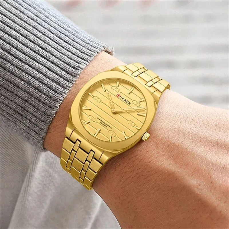 Годинники Curren 8444 Gold кварцові водонепроникні 30 м золотисті 38х38 мм