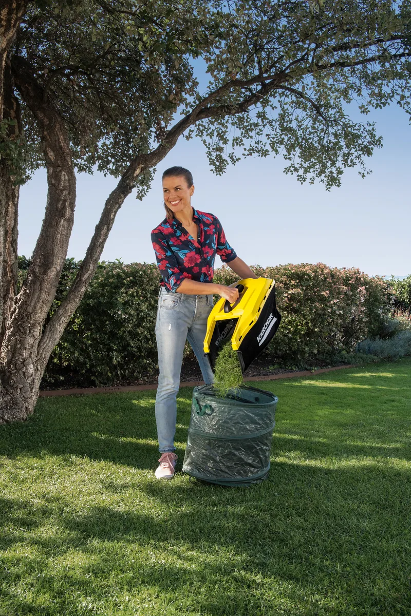 Аккумуляторная газонокосилка Karcher LMO 18-33, 18В, 33 см, высота скашивания 35-65 мм, без батареи и зарядного устройства