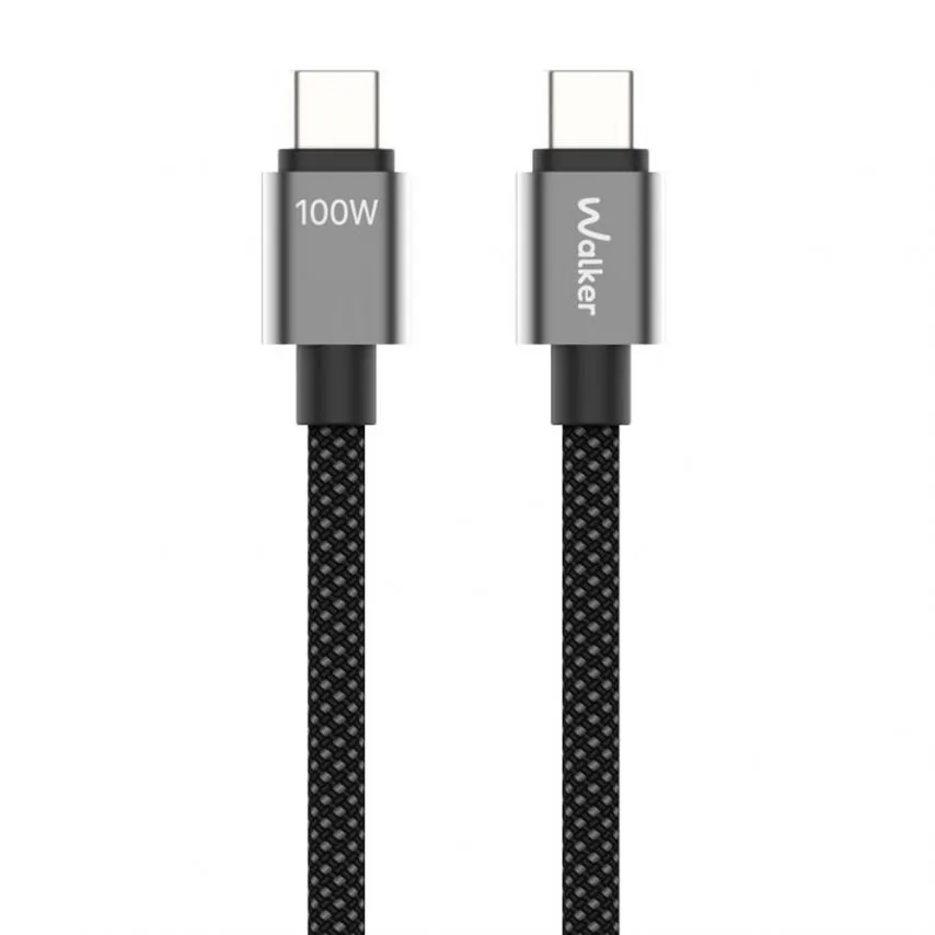 Кабель USB Type-C 1,5 м чорний тканинний 100W 5A
