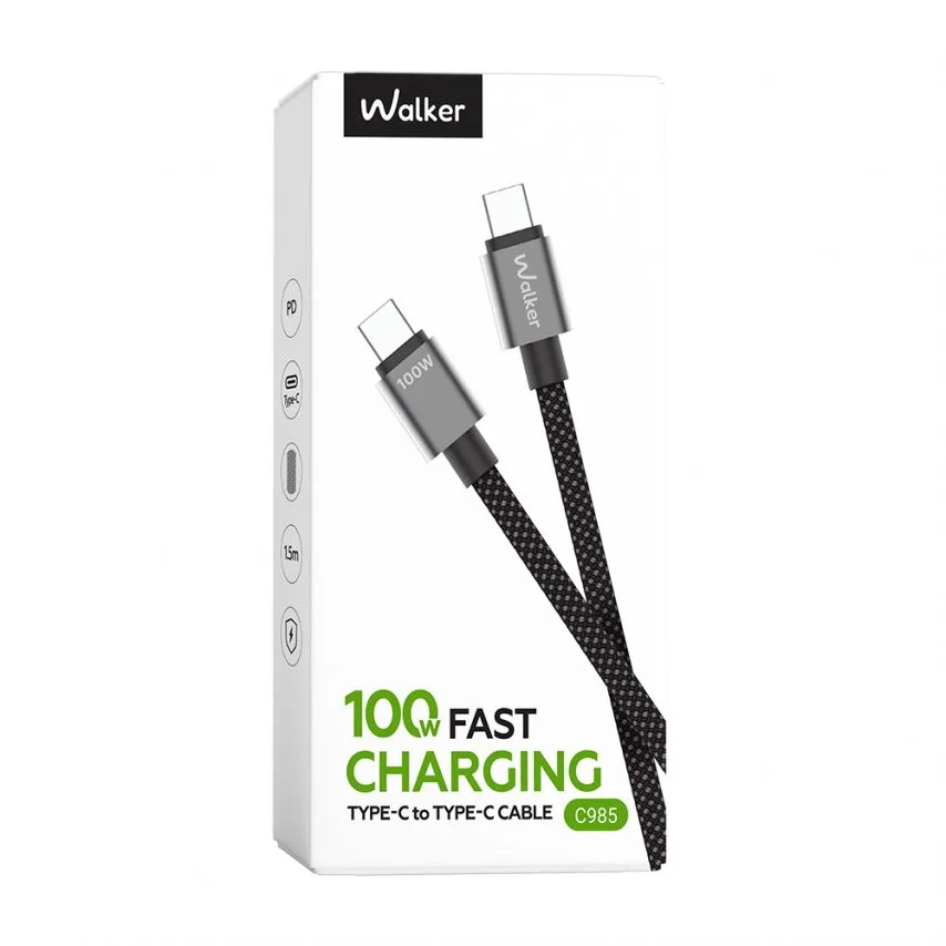 Кабель USB Type-C 1,5 м чорний тканинний 100W 5A