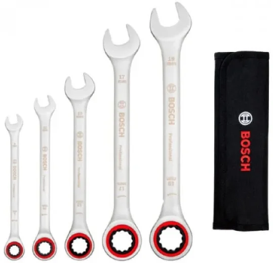 Ключі комбіновані Bosch Professional 8 10 13 17 19 мм хромовані набір 5 шт