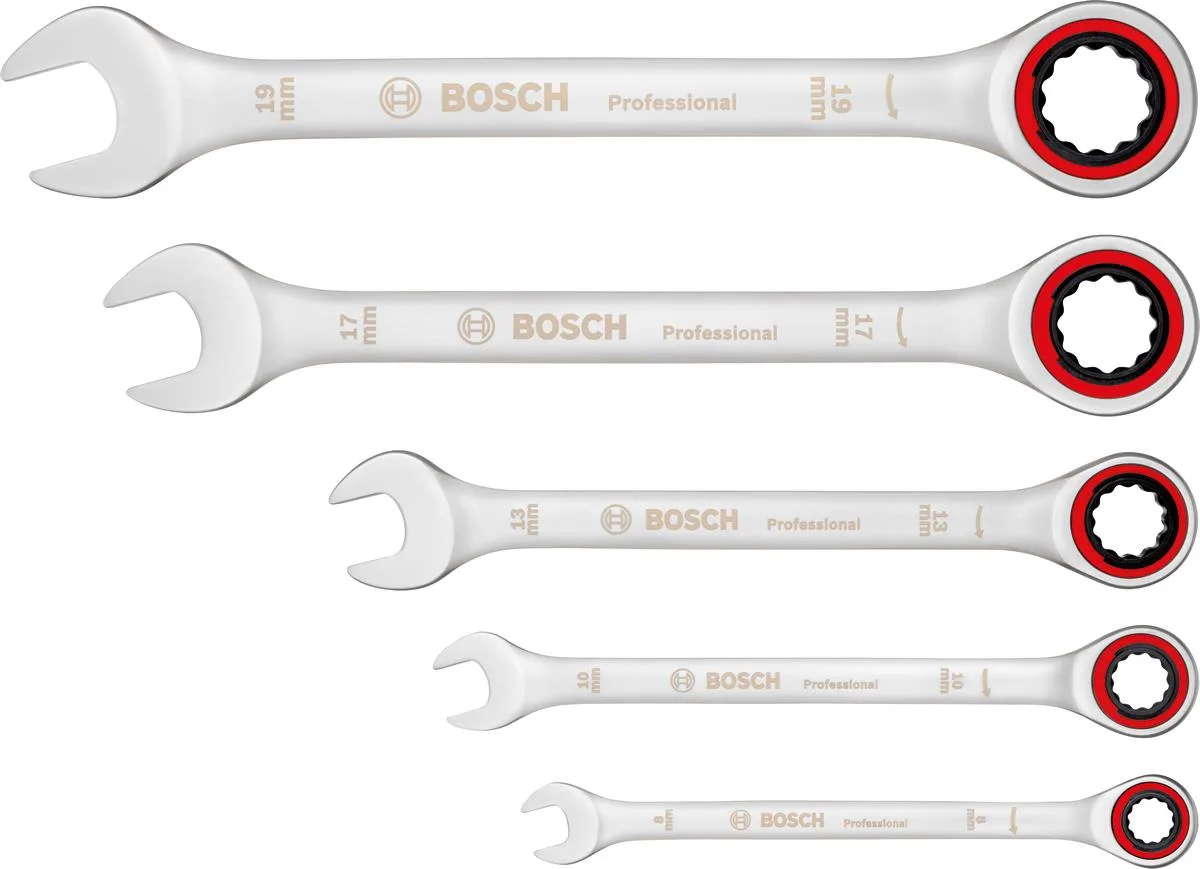 Ключі комбіновані Bosch Professional 8 10 13 17 19 мм хромовані набір 5 шт