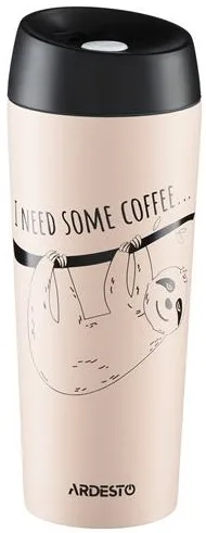 Термокухоль ARDESTO Coffee Time "Брадіпус", 450 мл, з нержавіючої сталі, кремовий.