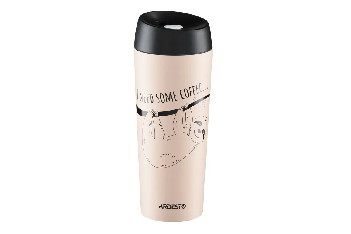 Термокухоль ARDESTO Coffee Time "Брадіпус", 450 мл, з нержавіючої сталі, кремовий.