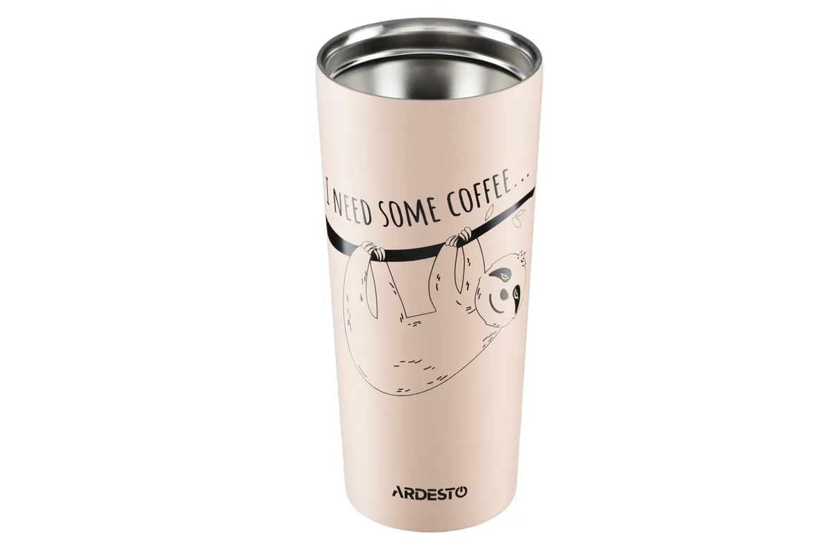 Термокухоль ARDESTO Coffee Time "Брадіпус", 450 мл, з нержавіючої сталі, кремовий.