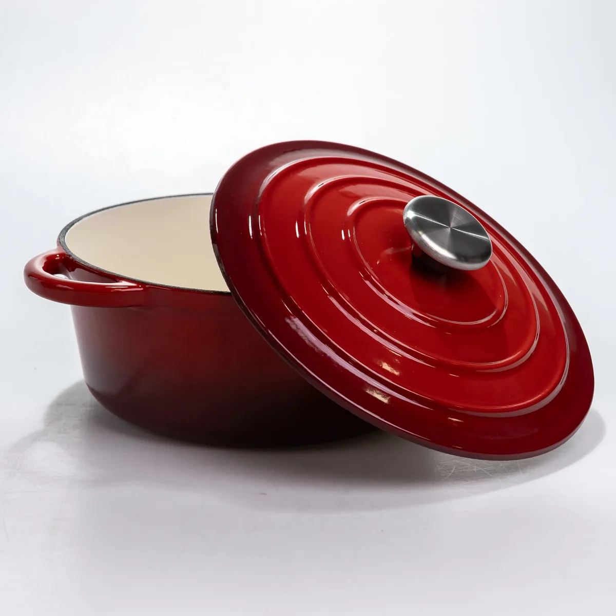 Каструля чавунна Premium Cookware 2.5 л Емальована Червона 22 см