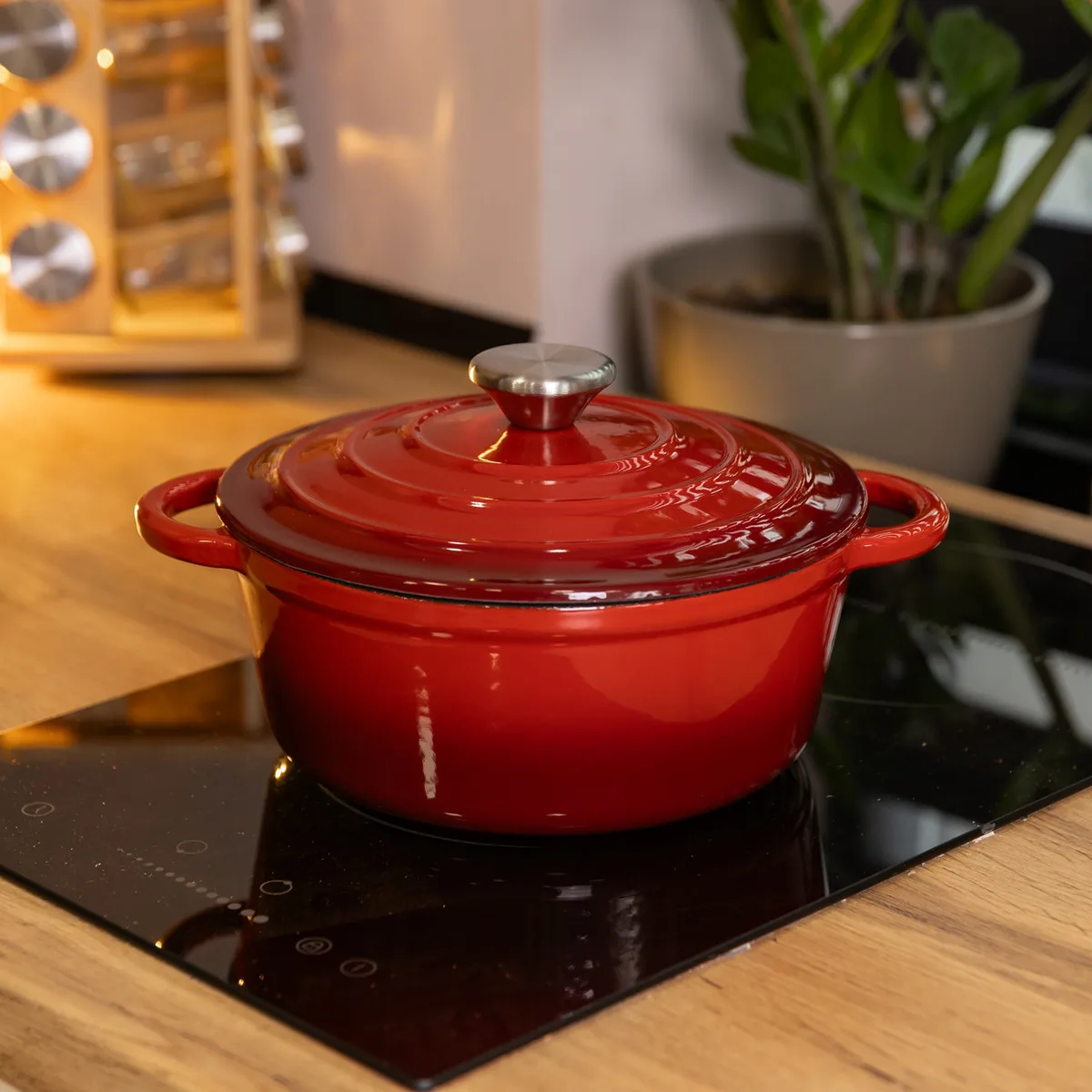 Каструля чавунна Premium Cookware 2.5 л Емальована Червона 22 см