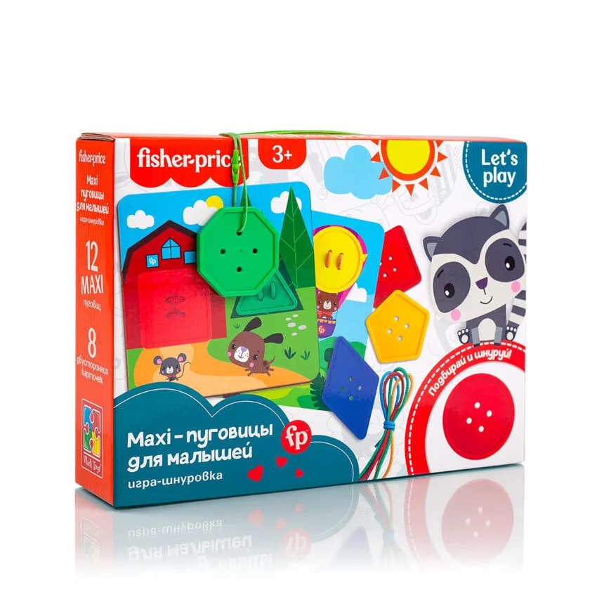 Игра-шнуровка Fisher-Price Maxi для развития логического мышления 30x15x5 см комбинированная разные цвета