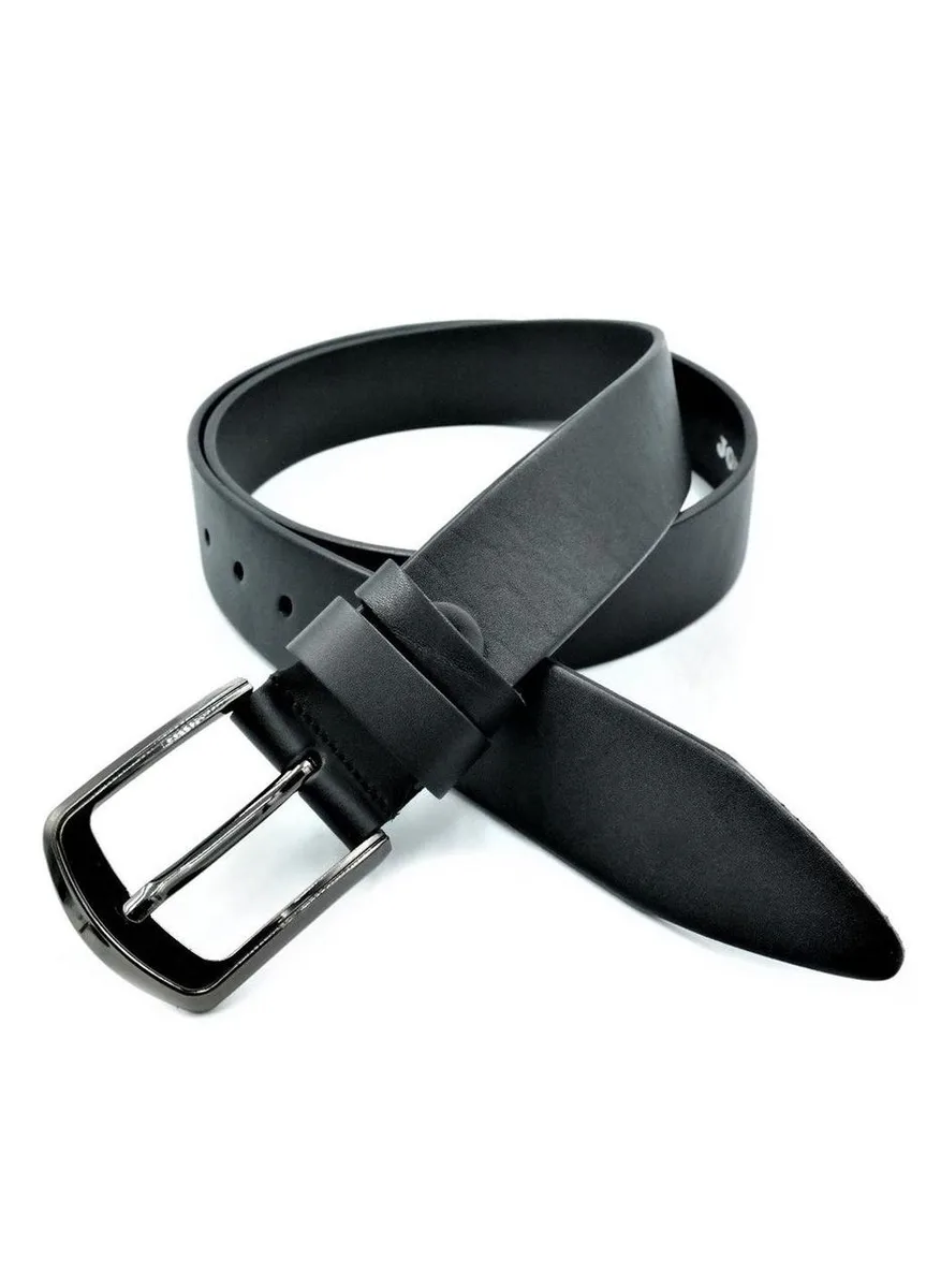 Чоловічий ремінь 4 см шкіряний 110-120 см чорний