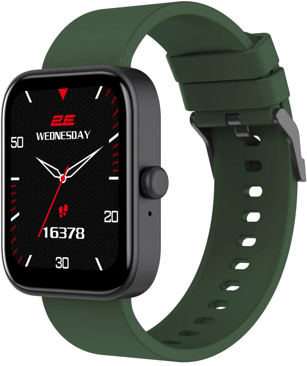 Смарт-годинник 2E Alpha SQ Music Edition 46мм, 1.78", 368x448, AMOLED, BT 5.2, Чорно-зелений