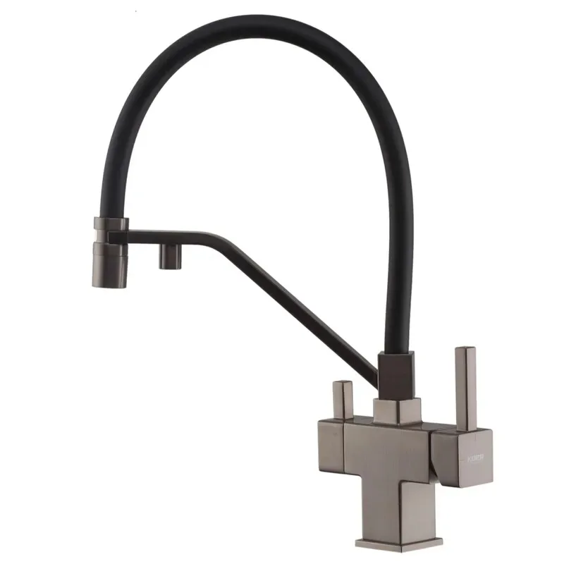Смеситель кухонный KOER KB-72036-07 гибкий излив латунь 425 мм графит