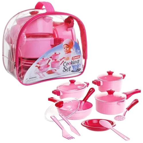 Набір посуду Cooking Set 25 шт рожевий Unika комплект для кухні посуд для приготування їжі