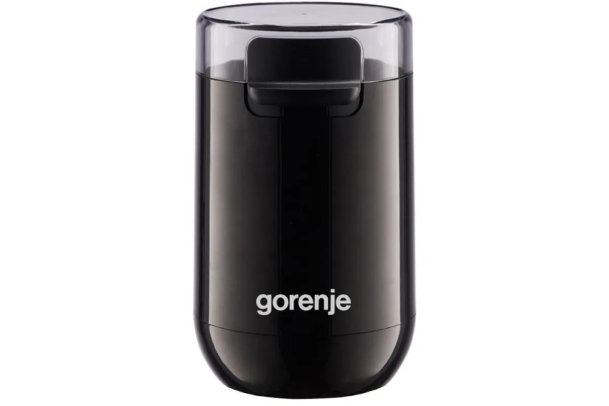 Кавомолка Gorenje з роторним механізмом, потужність 150Вт, ємність для зерен 45г, матеріали: пластик та метал, чорного кольору.