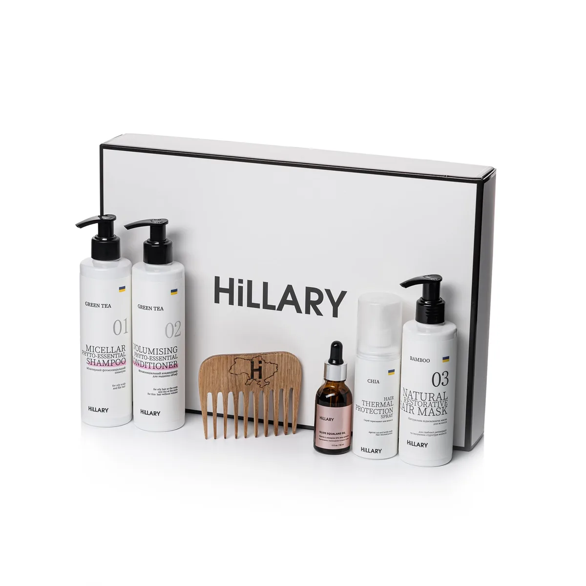 Набор для ухода за жирными волосами Hillary Perfect Hair Green Tea органический комплекс для объема блеска увлажнения.