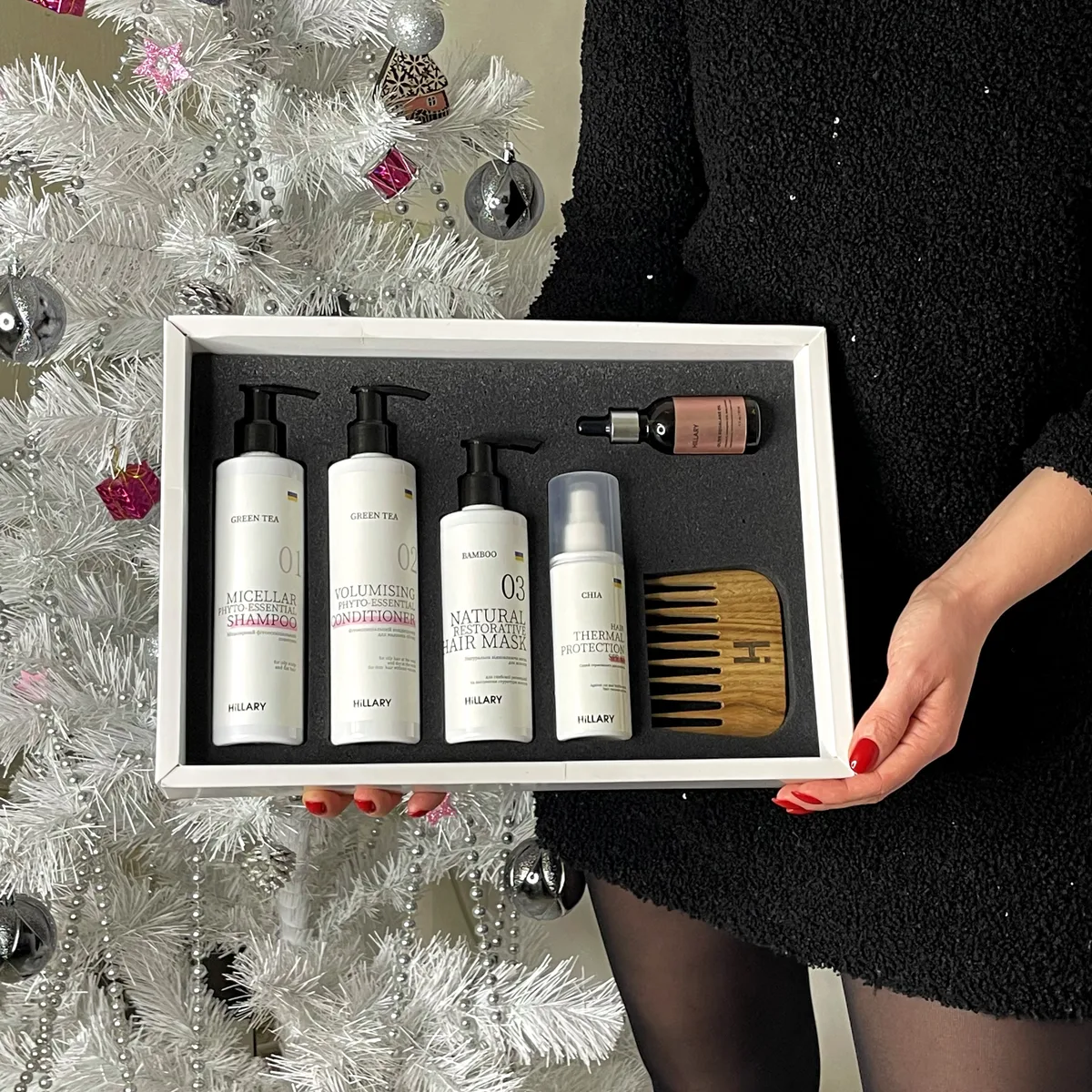 Набор для ухода за жирными волосами Hillary Perfect Hair Green Tea органический комплекс для объема блеска увлажнения.