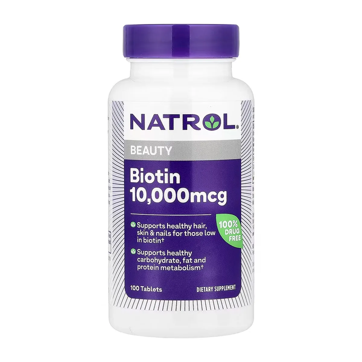 Біотин Natrol 10000 мкг 100 таблеток для здоров’я волосся, шкіри та нігтів