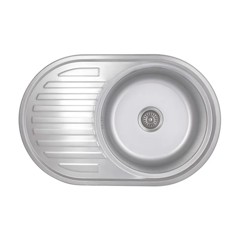 Кухонная мойка Brinex 7750 овальная 800х510х180 мм нержавеющая сталь Satin