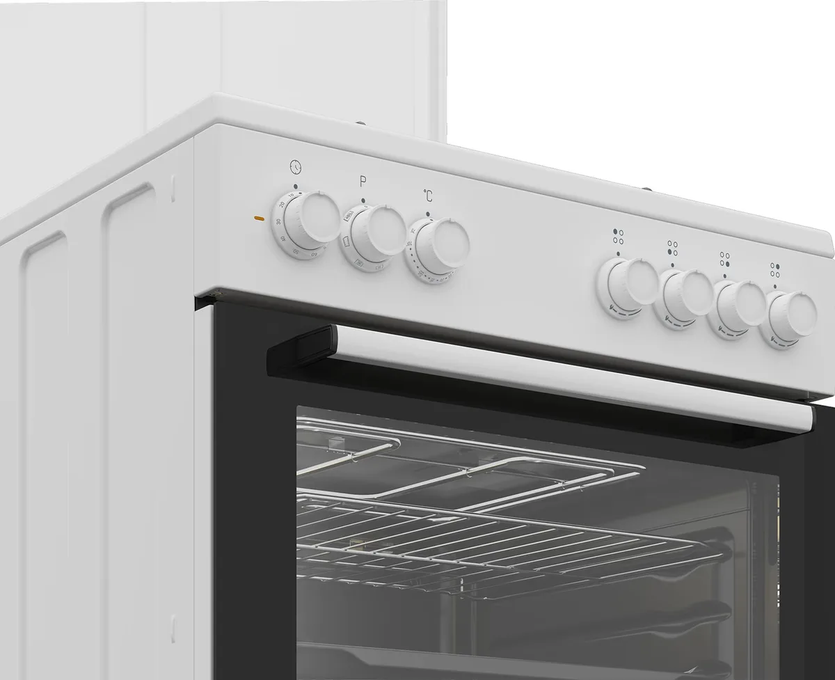 Комбінована плита Beko емаль 60х85х60 см біла 4 конфорки 66 л електрична духовка
