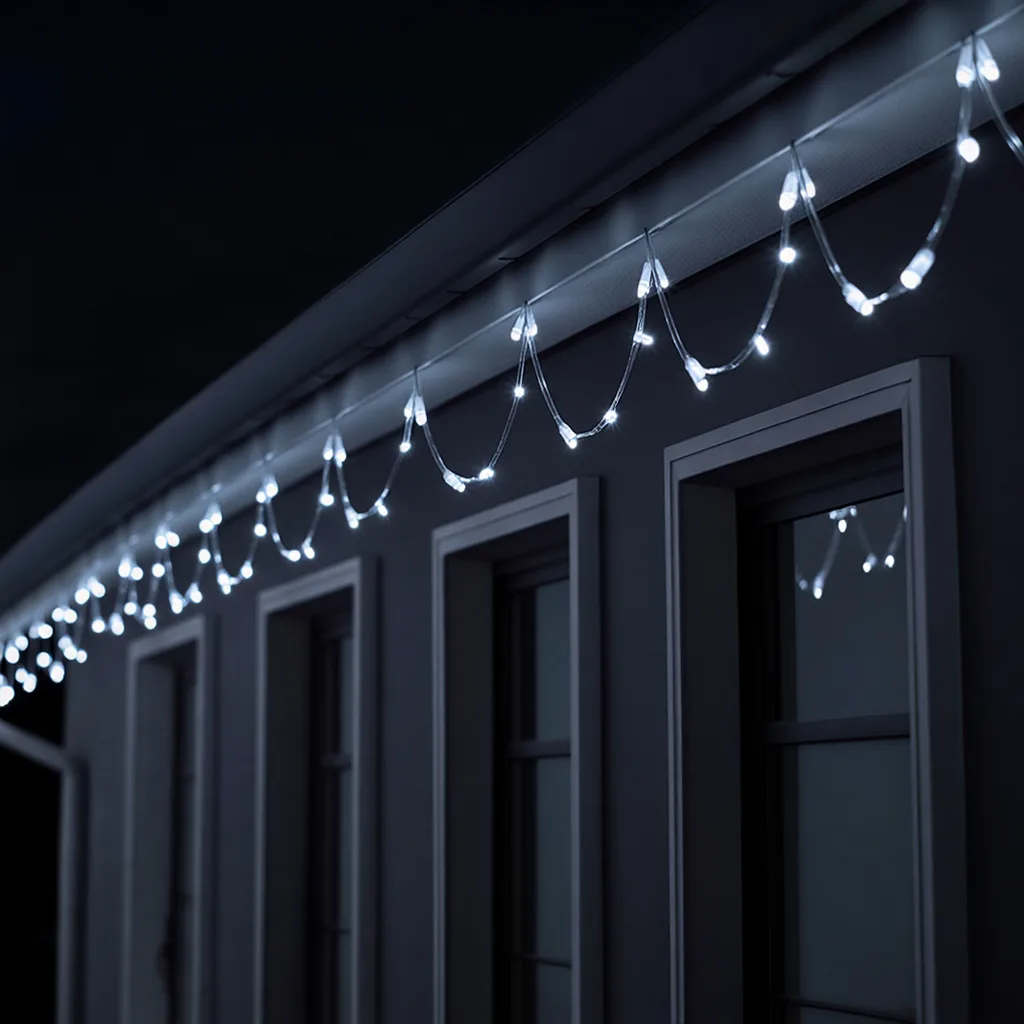 Новорічна гірлянда світлодіодна нитка 18 м білий каучук 180 LED