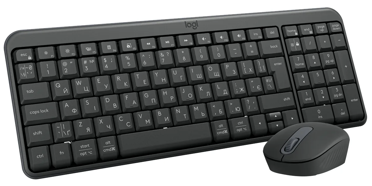 Набір клавіатура миша Logitech бездротовий сірий 3699х1399х22 мм