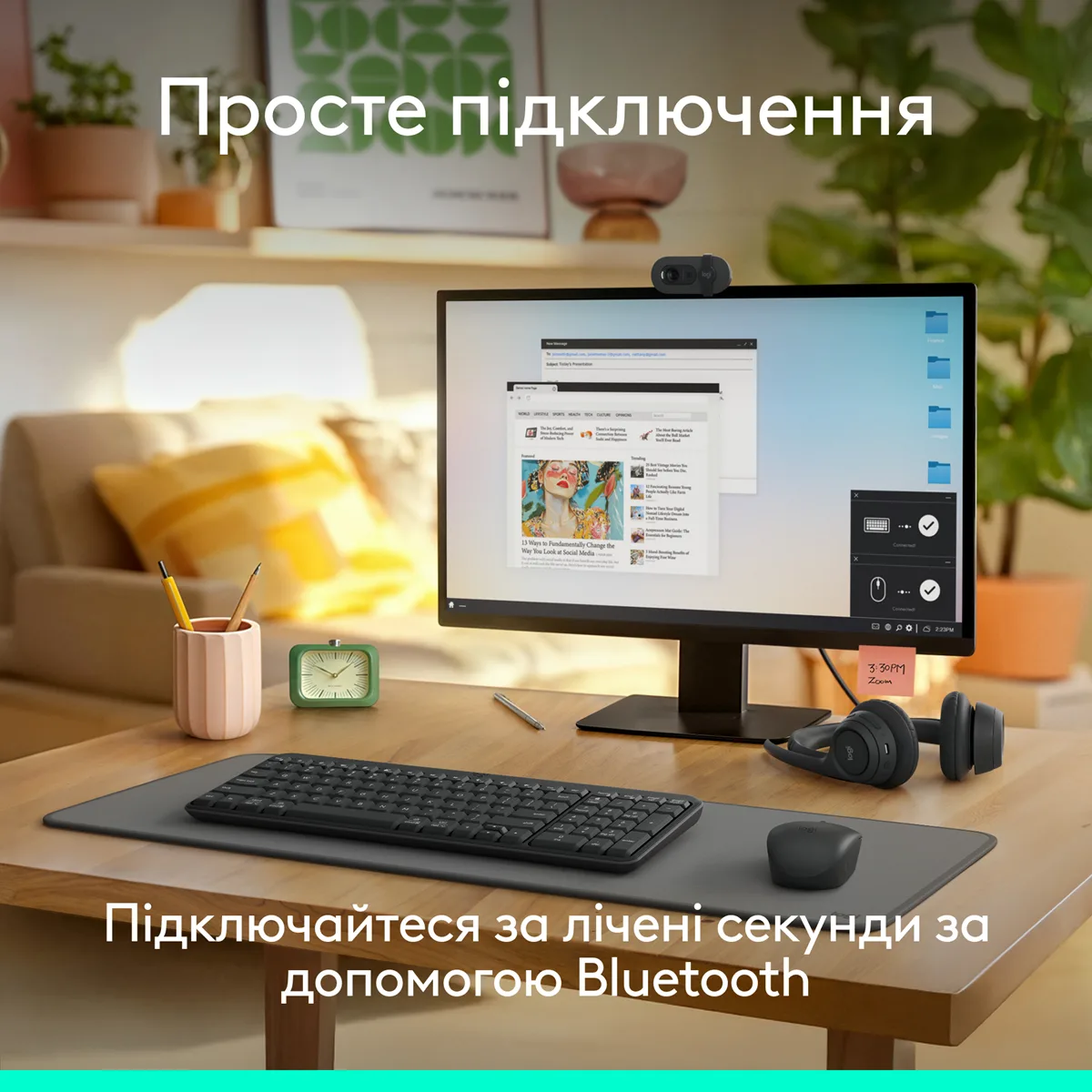 Набір клавіатура миша Logitech бездротовий сірий 3699х1399х22 мм