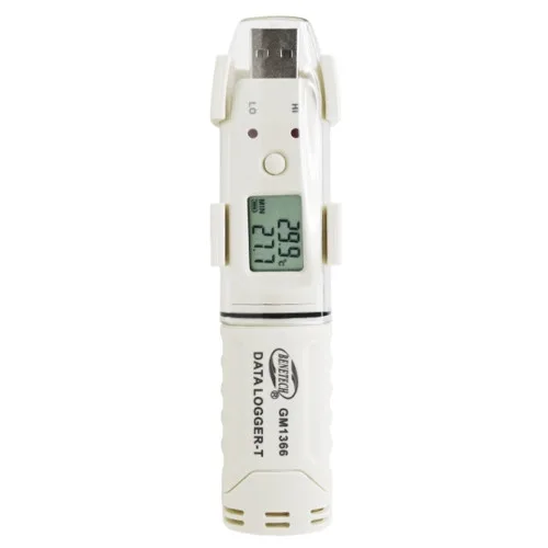 Даталоггер температури USB Benetech GM1366 -30 до +80°C Пластик Чорний 61440 вимірювань
