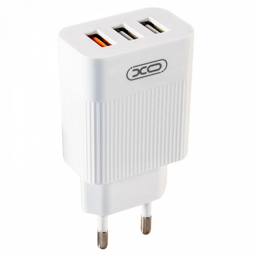 Мережевий зарядний пристрій XO 3USB 3A 2.1A білий