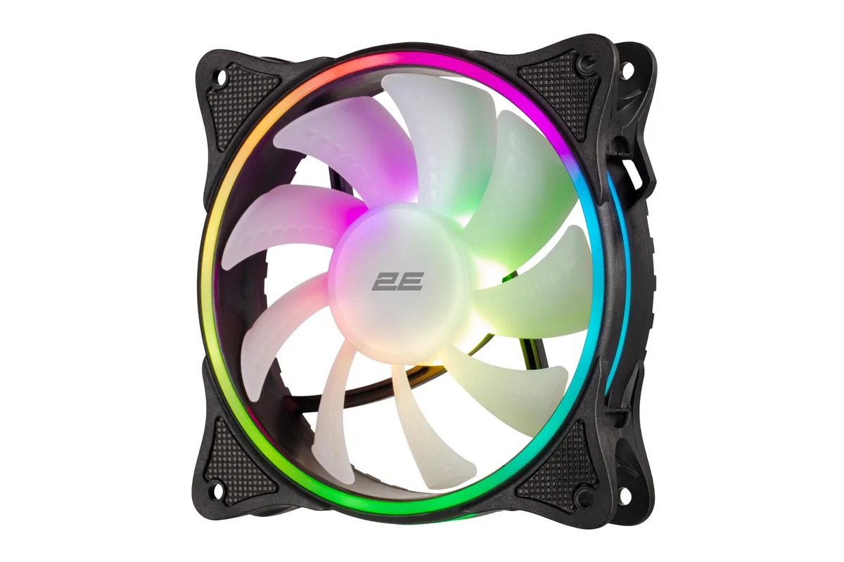 Корпусний вентилятор 2E GAMING F120OI-ARGB, 120мм, 1200rpm, 3pin, 3pin +5VARGB, 25.3dBa, чорний