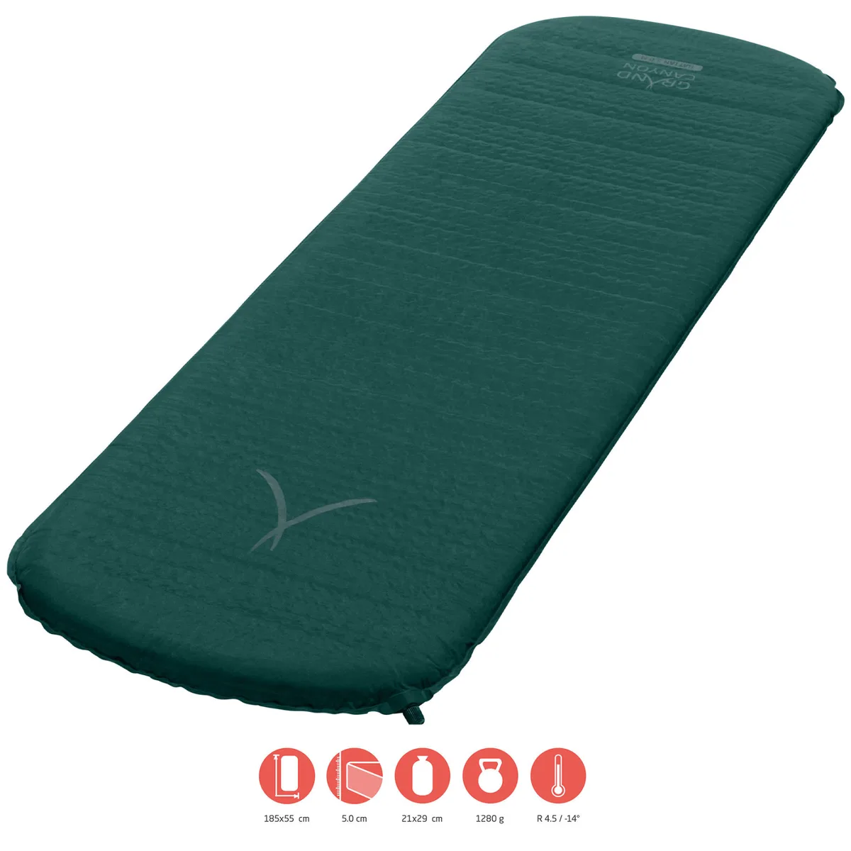 Коврик самонадувной Grand Canyon Polyester 185х55х5 см Зеленый