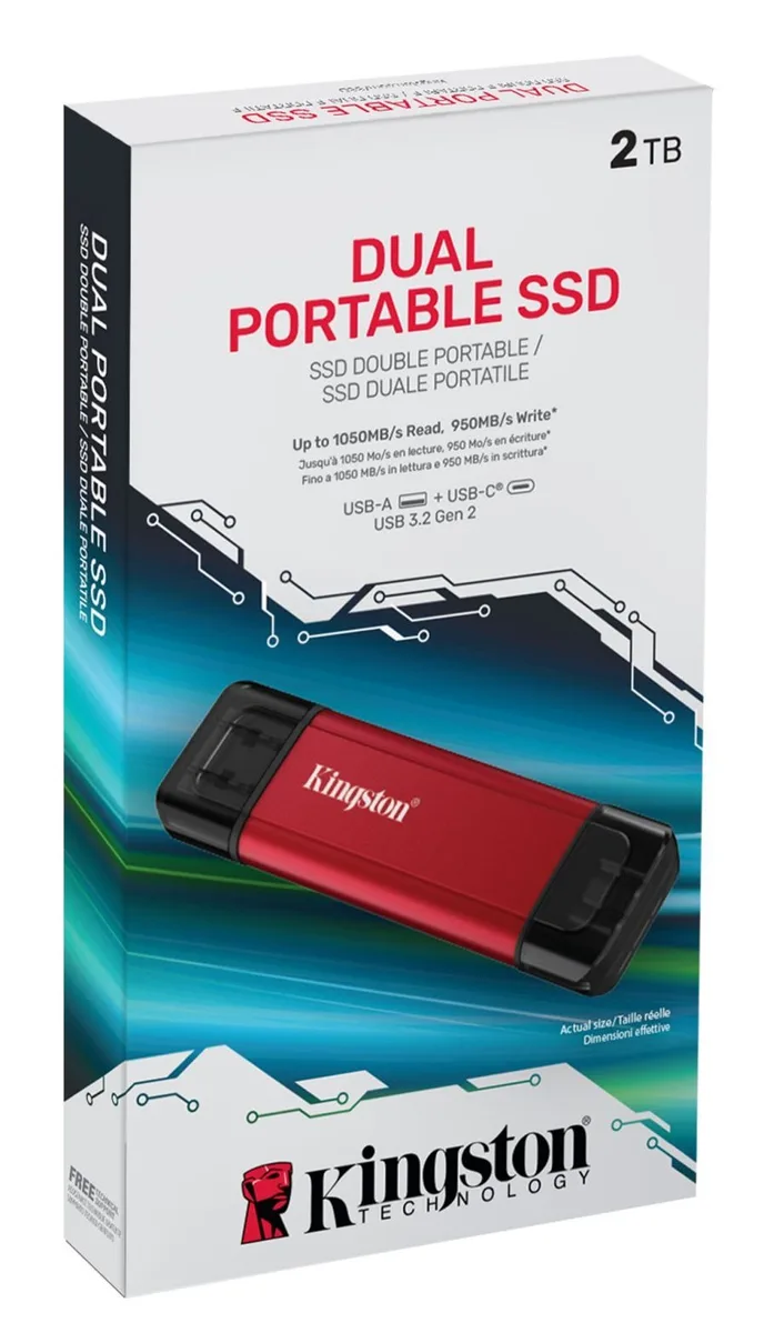 Портативний SSD Kingston 2TB USB 3.2 3D NAND Чорний