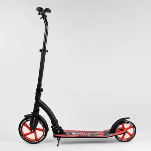 Самокат двухколесный Best Scooter с амортизатором для детей и подростков с широким рулем и PU колесами.