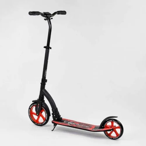 Самокат двухколесный Best Scooter с амортизатором для детей и подростков с широким рулем и PU колесами.