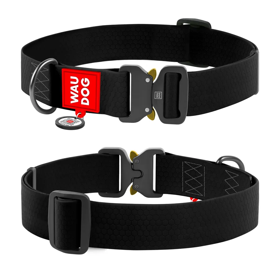 Нашийник для собак WAUDOG Waterproof 40 мм x 46-70 см Collartex чорний