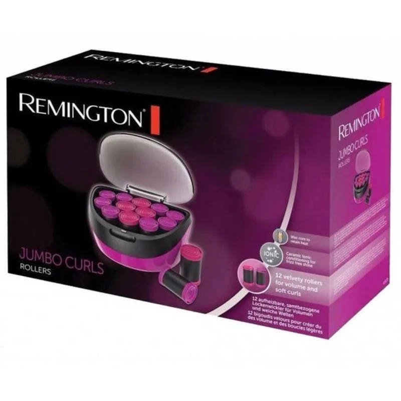Тепловые бигуди Remington Jumbo Curls, 600Вт, D-36, 41мм, 12шт, с ионизацией и кондиционированием, розового цвета.
